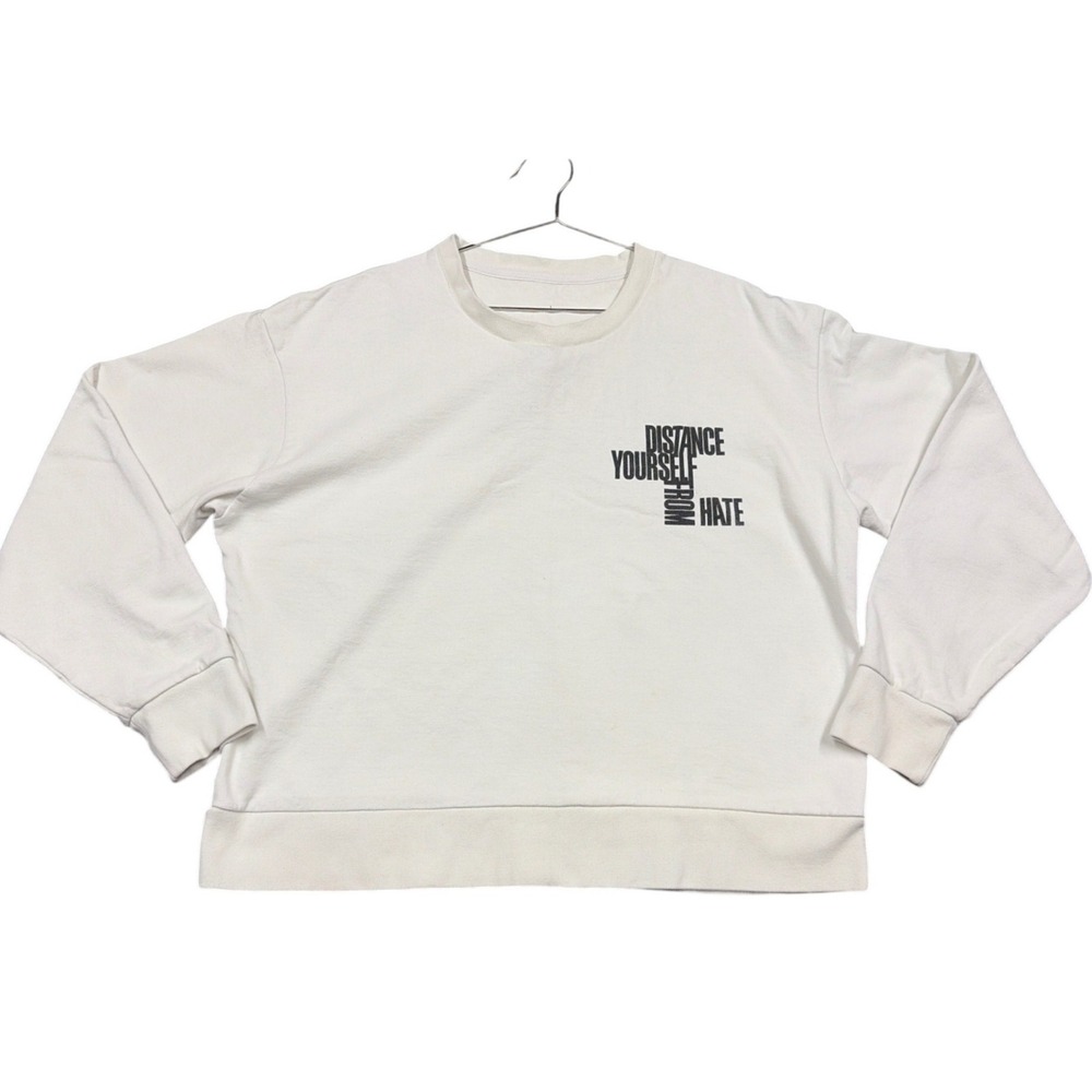 Jason Wu Brizo Sweatshirt Unisex L White Distance Yourself From Hate Graphic USA